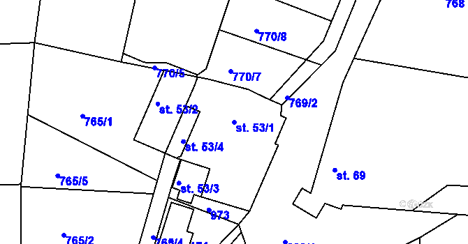 Parcela st. 53/1 v KÚ Jablonná nad Vltavou, Katastrální mapa