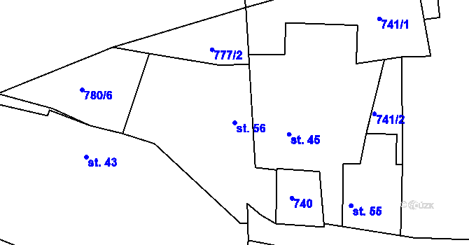 Parcela st. 56 v KÚ Jablonná nad Vltavou, Katastrální mapa