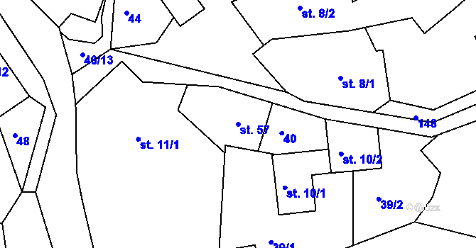 Parcela st. 57 v KÚ Jablonná nad Vltavou, Katastrální mapa