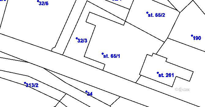 Parcela st. 65/1 v KÚ Jablonná nad Vltavou, Katastrální mapa