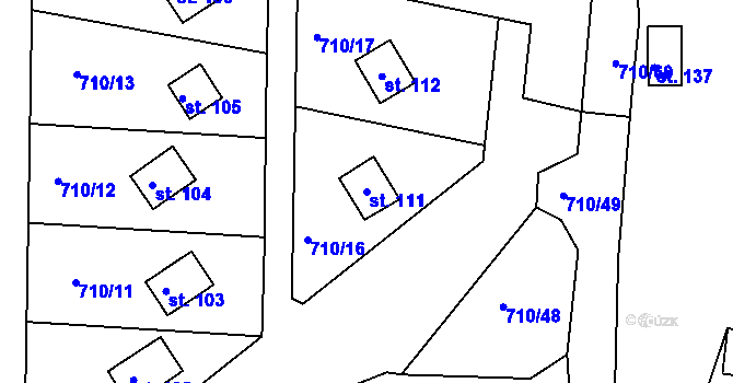 Parcela st. 111 v KÚ Jablonná nad Vltavou, Katastrální mapa