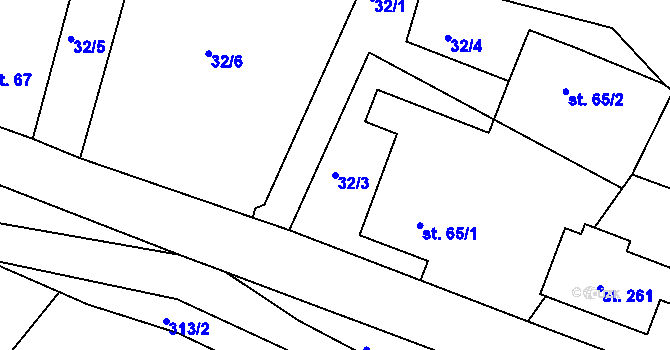 Parcela st. 32/3 v KÚ Jablonná nad Vltavou, Katastrální mapa