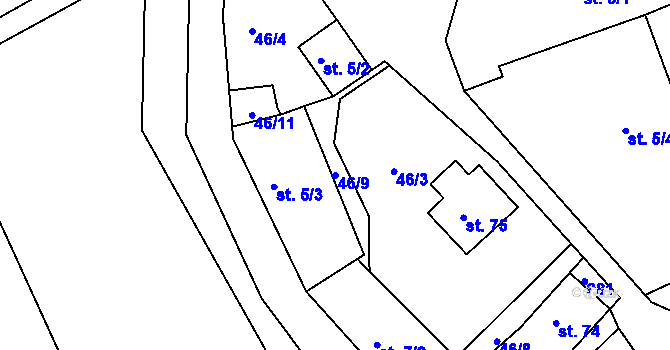 Parcela st. 46/9 v KÚ Jablonná nad Vltavou, Katastrální mapa