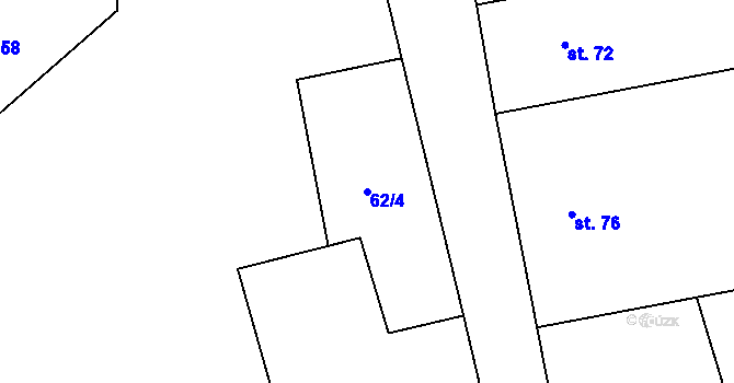 Parcela st. 62/4 v KÚ Jablonná nad Vltavou, Katastrální mapa