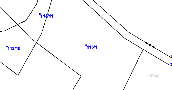 Parcela st. 113/1 v KÚ Jablonná nad Vltavou, Katastrální mapa