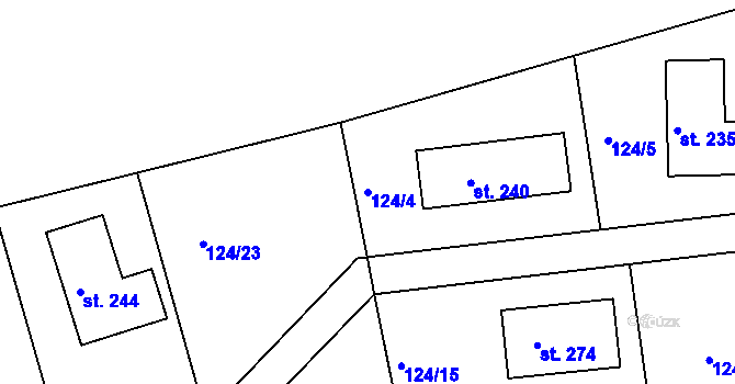 Parcela st. 124/4 v KÚ Jablonná nad Vltavou, Katastrální mapa
