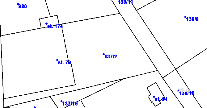 Parcela st. 137/2 v KÚ Jablonná nad Vltavou, Katastrální mapa