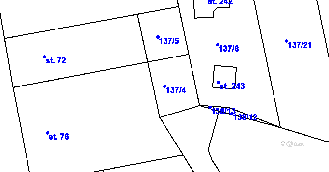 Parcela st. 137/4 v KÚ Jablonná nad Vltavou, Katastrální mapa