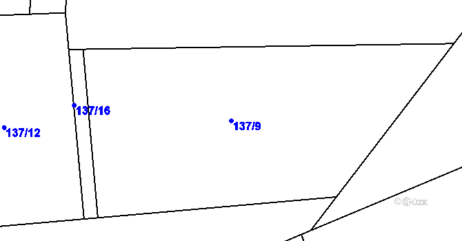 Parcela st. 137/9 v KÚ Jablonná nad Vltavou, Katastrální mapa
