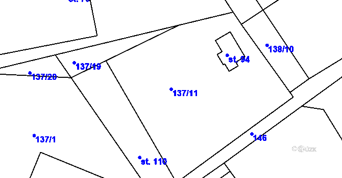 Parcela st. 137/11 v KÚ Jablonná nad Vltavou, Katastrální mapa