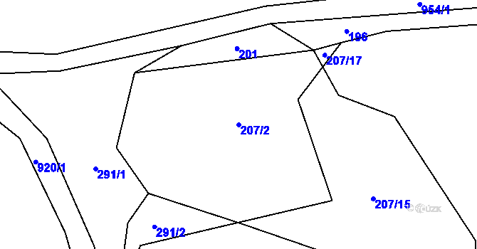Parcela st. 207/2 v KÚ Jablonná nad Vltavou, Katastrální mapa