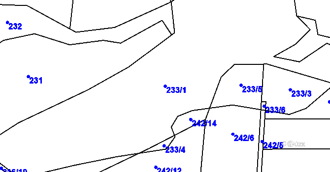 Parcela st. 233/1 v KÚ Jablonná nad Vltavou, Katastrální mapa