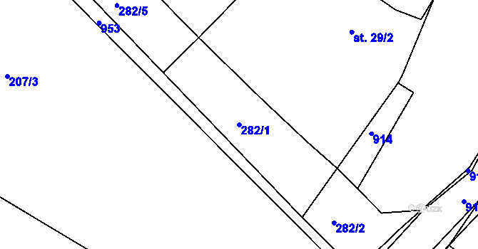 Parcela st. 282/1 v KÚ Jablonná nad Vltavou, Katastrální mapa