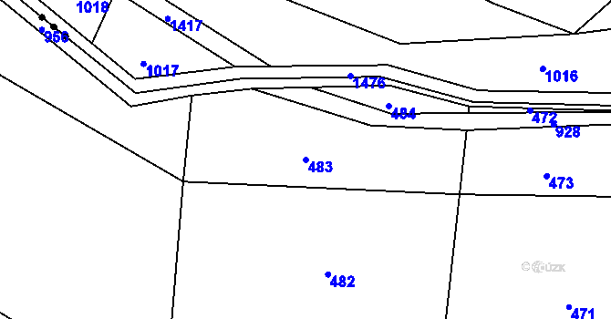 Parcela st. 483 v KÚ Jablonná nad Vltavou, Katastrální mapa