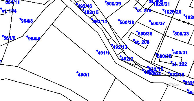Parcela st. 491/1 v KÚ Jablonná nad Vltavou, Katastrální mapa