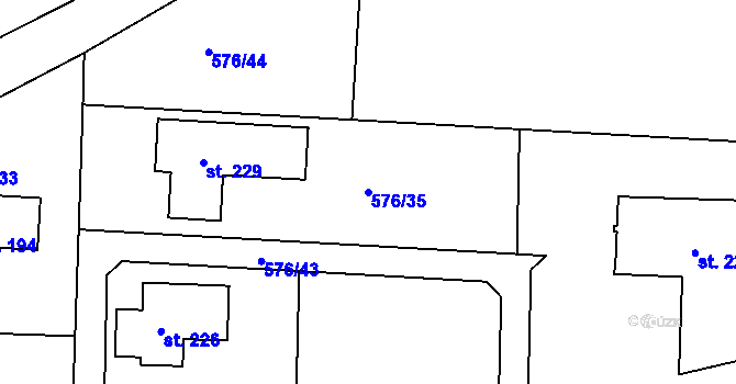 Parcela st. 576/35 v KÚ Jablonná nad Vltavou, Katastrální mapa