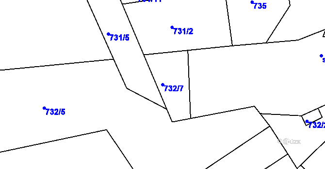 Parcela st. 732/7 v KÚ Jablonná nad Vltavou, Katastrální mapa
