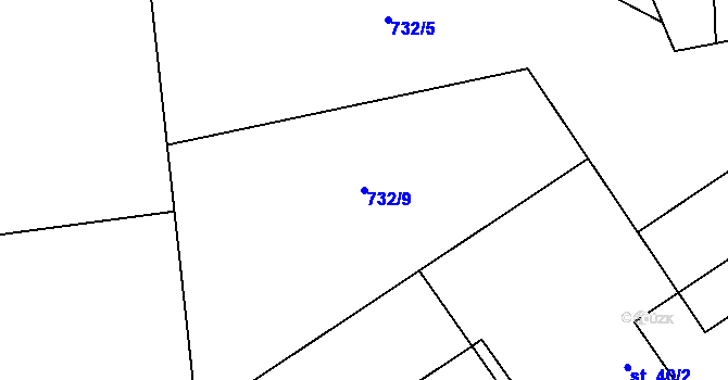 Parcela st. 732/9 v KÚ Jablonná nad Vltavou, Katastrální mapa