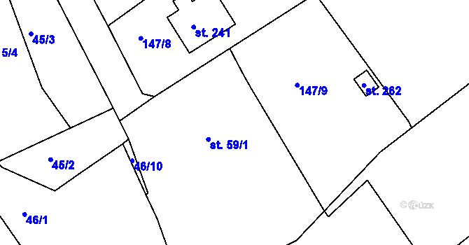 Parcela st. 59/1 v KÚ Jablonná nad Vltavou, Katastrální mapa