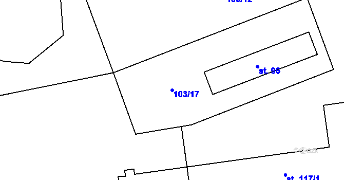 Parcela st. 103/17 v KÚ Jablonná nad Vltavou, Katastrální mapa