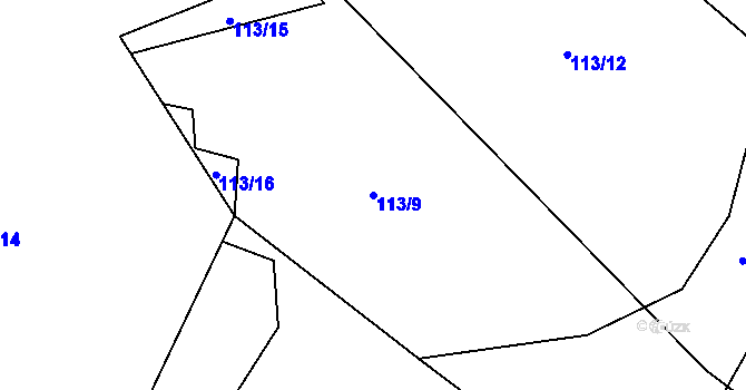 Parcela st. 113/9 v KÚ Jablonná nad Vltavou, Katastrální mapa