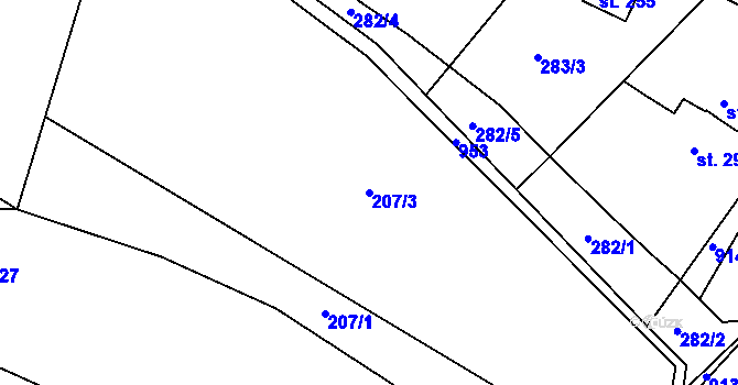 Parcela st. 207/3 v KÚ Jablonná nad Vltavou, Katastrální mapa