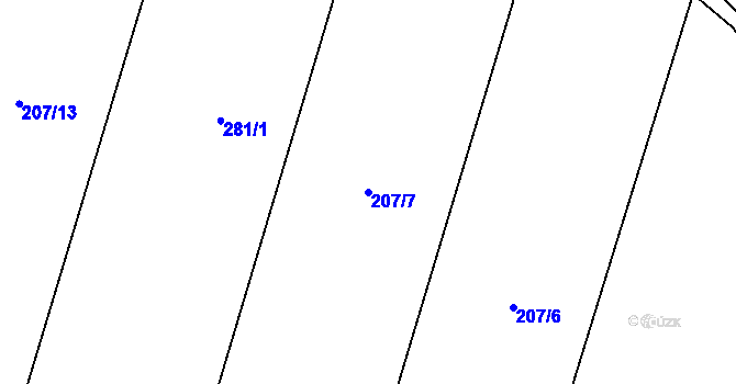 Parcela st. 207/7 v KÚ Jablonná nad Vltavou, Katastrální mapa