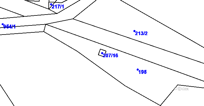 Parcela st. 207/16 v KÚ Jablonná nad Vltavou, Katastrální mapa