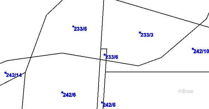 Parcela st. 233/6 v KÚ Jablonná nad Vltavou, Katastrální mapa
