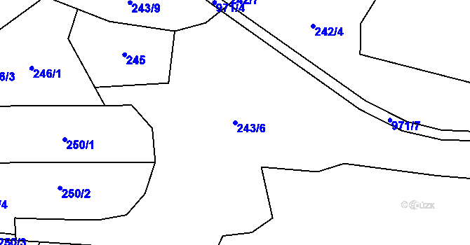 Parcela st. 243/6 v KÚ Jablonná nad Vltavou, Katastrální mapa