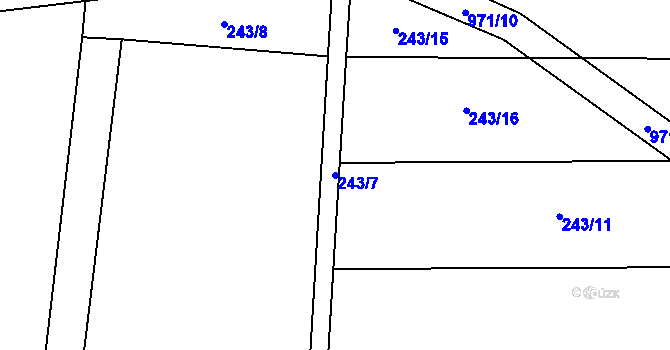 Parcela st. 243/7 v KÚ Jablonná nad Vltavou, Katastrální mapa