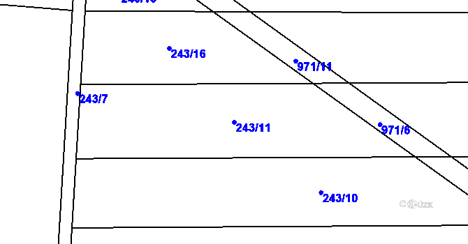 Parcela st. 243/11 v KÚ Jablonná nad Vltavou, Katastrální mapa