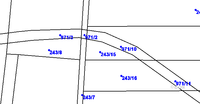 Parcela st. 243/15 v KÚ Jablonná nad Vltavou, Katastrální mapa
