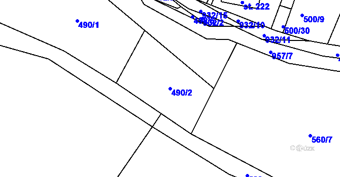 Parcela st. 490/2 v KÚ Jablonná nad Vltavou, Katastrální mapa