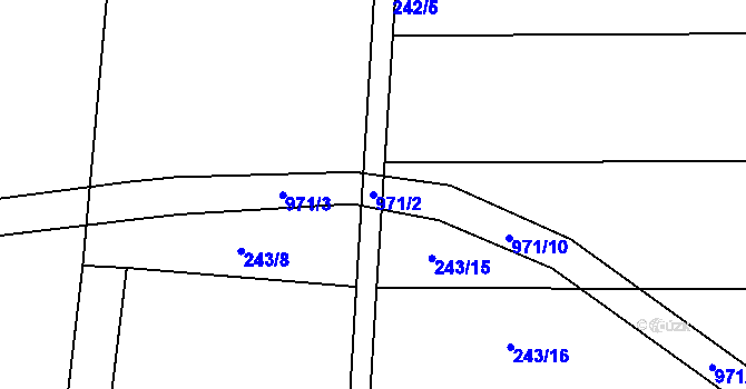 Parcela st. 971/2 v KÚ Jablonná nad Vltavou, Katastrální mapa