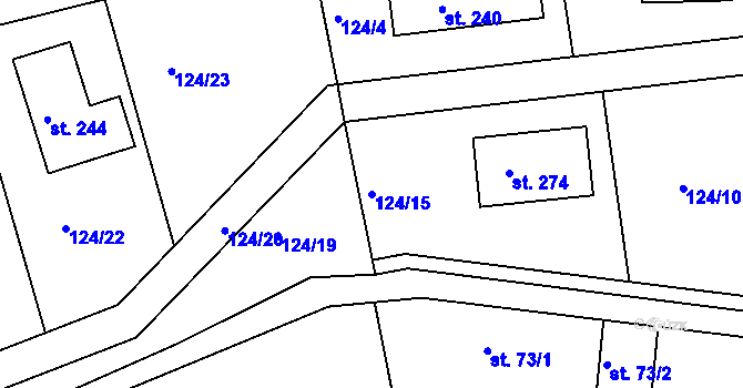 Parcela st. 124/15 v KÚ Jablonná nad Vltavou, Katastrální mapa