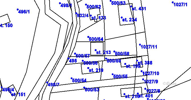 Parcela st. 213 v KÚ Jablonná nad Vltavou, Katastrální mapa
