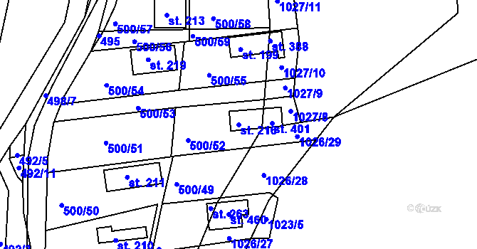 Parcela st. 216 v KÚ Jablonná nad Vltavou, Katastrální mapa