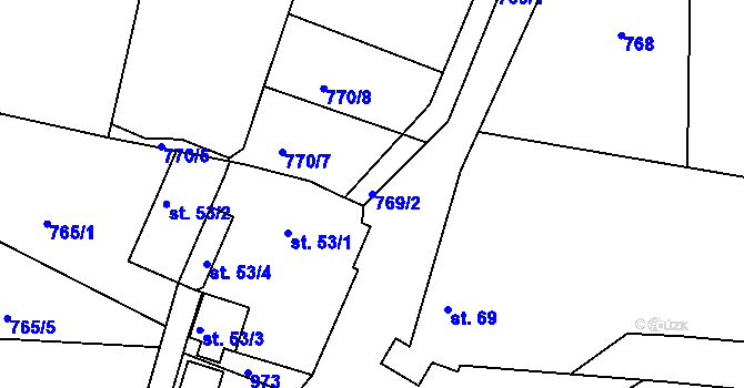 Parcela st. 769/2 v KÚ Jablonná nad Vltavou, Katastrální mapa