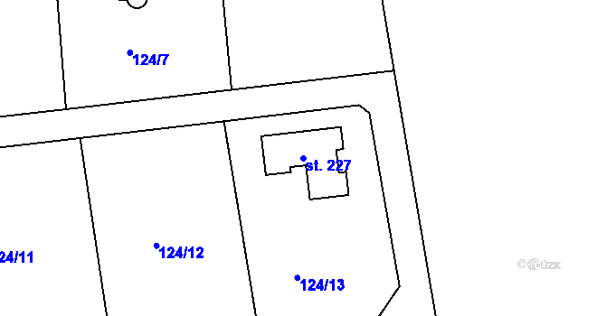 Parcela st. 227 v KÚ Jablonná nad Vltavou, Katastrální mapa