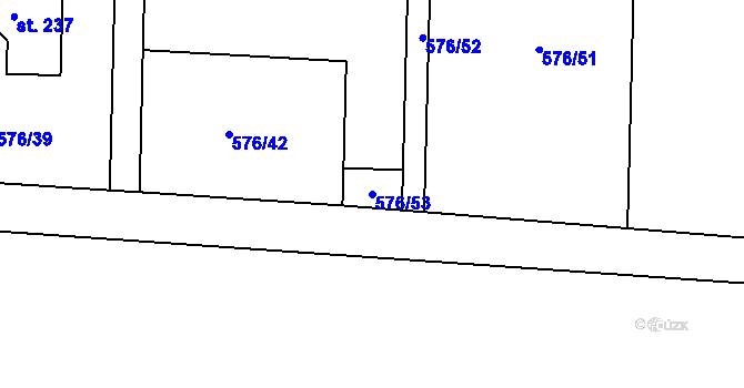 Parcela st. 576/53 v KÚ Jablonná nad Vltavou, Katastrální mapa