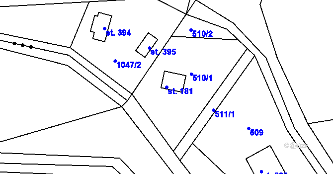 Parcela st. 181 v KÚ Jablonná nad Vltavou, Katastrální mapa