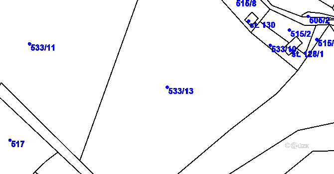 Parcela st. 533/13 v KÚ Jablonná nad Vltavou, Katastrální mapa