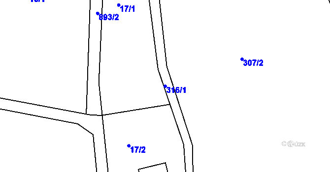 Parcela st. 316/1 v KÚ Jablonná nad Vltavou, Katastrální mapa