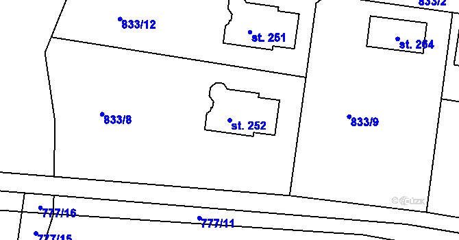 Parcela st. 252 v KÚ Jablonná nad Vltavou, Katastrální mapa
