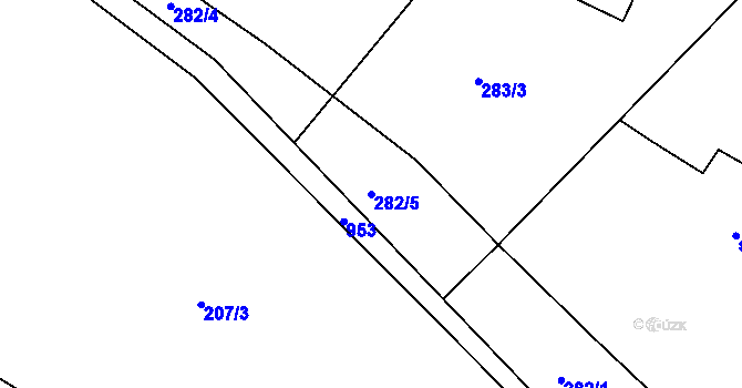 Parcela st. 282/5 v KÚ Jablonná nad Vltavou, Katastrální mapa