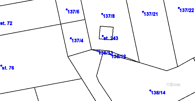 Parcela st. 138/13 v KÚ Jablonná nad Vltavou, Katastrální mapa