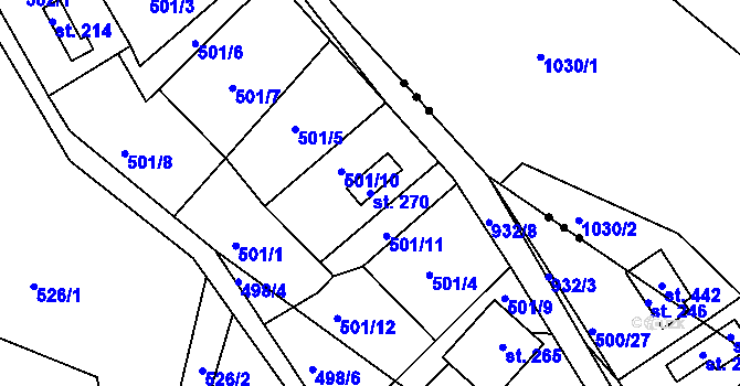 Parcela st. 270 v KÚ Jablonná nad Vltavou, Katastrální mapa