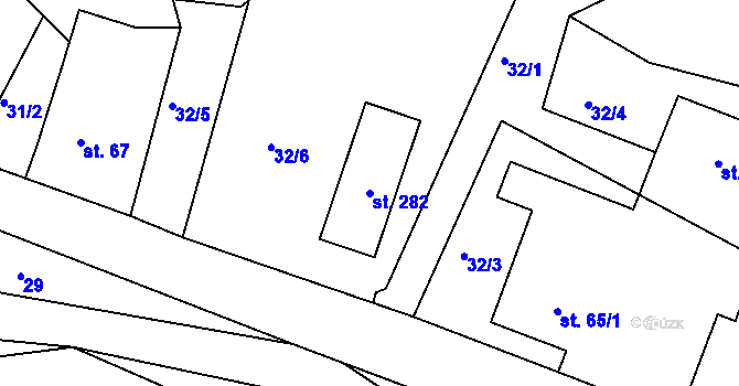 Parcela st. 282 v KÚ Jablonná nad Vltavou, Katastrální mapa