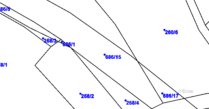 Parcela st. 686/15 v KÚ Horní Hbity, Katastrální mapa